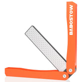 BABOSTOW diamond knife sharpener in folded orange case for on-the-go edge restoration.