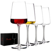 BACLIFE hand-blown red wine glasses set of four front view, elegant table presence.