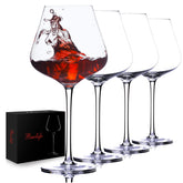 BACLIFE hand-blown red wine glasses set with long stems for refined tasting