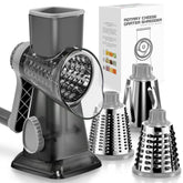 Badelite cheese grater with handle crank for easy grating and shredding.