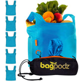 BagPodz clip-to-cart demonstrates easy cart attachment for tidy shopping.