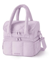 BAGSMART lunch bag lavender quilted exterior for stylish daily carry.