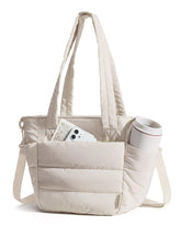BAGSMART lunch bag for women in beige with quilted exterior keeps meals fresh during work