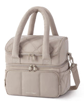 BAGSMART lunch bag women camel outer shows stylish quilted tote on the go