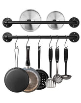 Bailoo industrial pipe pot rack 21-inch wall mount keeps pots organized and within reach.