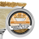 Bakell Brew Glitter gold rimming sugar tin, front view, adds shimmer to cocktails.