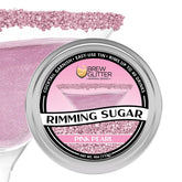 Bakell Brew Glitter Pink Rimming Sugar on bar tin ready to rim drinks
