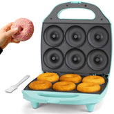 Baker's Friend Mini Donut Maker front view showing compact kitchen-friendly design.