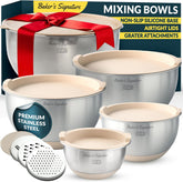 Baker's Signature 0.63qt stainless steel bowl with lid for compact prep tasks.