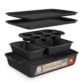 Bakken Swiss stackable bakeware set showing compact design for space-saving storage.