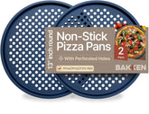 BakkenMaster pizza pan round perforated blue coating for even crisp crust
