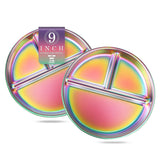 Bakpoco rainbow divided plate 9-inch for toddlers with colorful sections