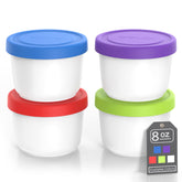 BALCI 8oz mini ice cream containers with blue lid for freezer storage