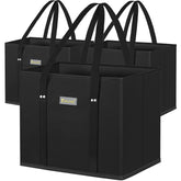 BALEINE three-pack foldable grocery bags with reinforced bottom for easy loading.