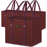 BALEINE 3-Pack reusable grocery bags foldable red with reinforced bottom