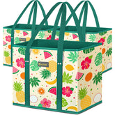 BALEINE Hawaiian Brunch reusable bag set with reinforced bottom for sturdy loading.