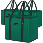 BALEINE reusable grocery bags folded flat in green for compact storage
