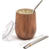BALIBETOV 12oz stainless gourd with lid preserves warmth for yerba mate rituals