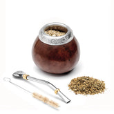 BALIBETOV Yerba Mate Gourd Set closeup of natural gourd highlighting artisanal craftsmanship.