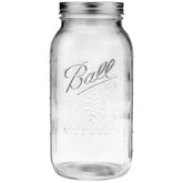 Ball 64oz wide-mouth jar with metal lid and band for secure storage.