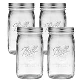Ball Glass Mason Jars set with wide-mouth 32oz, perfect for canning and storage.