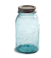Ball Perfect Mason vintage aqua jar with 32oz capacity, ideal for preserving jams.