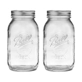 Ball regular-mouth 32oz jar with lids and bands, crystal-clear for easy preserves