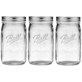 Ball wide mouth 32oz jar with lids and bands, ideal for canning.