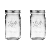 Ball wide-mouth jar front view with lids for canning