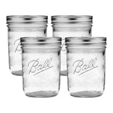 Ball wide-mouth jar pack with four lids and bands for versatile canning and storage.