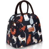 BALORAY lunch bag in dark blue cat print keeps daily meals stylish during commutes