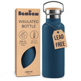 Bambaw 32oz insulated bottle front view, durable stainless steel for daily hydration.