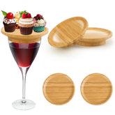 Bamboo wine glass charcuterie topper pack with four pieces for easy entertaining