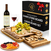Bambüsi charcuterie board with hidden drawer and knives for effortless hosting.
