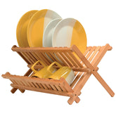Bambüsi dish drying rack folded flat for space-saving storage.