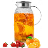 Bandesun vintage glass pitcher with lid, ideal for elegant service of water and iced drinks.