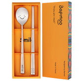 BAPMOO Korean utensils set with long-handle spoon and chopsticks for daily dining.