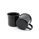Barebones enamel cup front view, 16oz charcoal mug for outdoor coffee