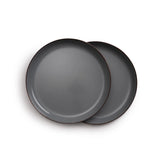 Barebones enamel deep plate with slate-gray rim for outdoor dining