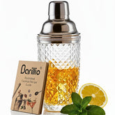 Barillio 14 oz glass shaker with built-in strainer for precise single-serve cocktails