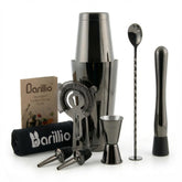 Barillio black weighted Boston shaker for smooth shakes and reduced spills.