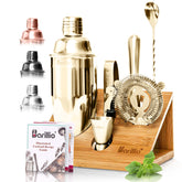 Barillio Gold Bartender Kit shaker in gold finish for smooth, consistent cocktails at home
