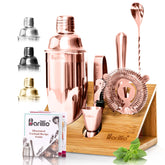 Barillio Rose Gold shaker from the bartender kit, a stylish home cocktail essential.