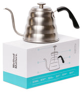 Barista Warrior gooseneck kettle with thermometer for precise brewing