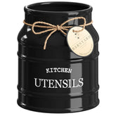 Barnyard Designs ceramic utensil holder top view for organized counters and easy access.