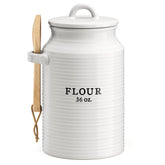 Barnyard Designs flour canister on counter offers stylish storage and freshness.