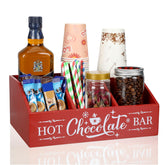 Barydat Christmas cocoa bar box on countertop enhances cocoa station organization.