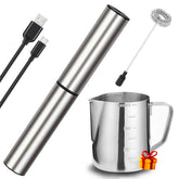 BASECENT electric milk frother with compact handle delivers smooth foam at home.
