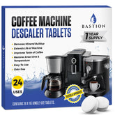Bastion coffee cleaner tablets in front pack help maintain peak flavor and long machine life.