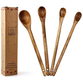 Bayti long-handle acacia measuring spoons for precise ingredient scooping.